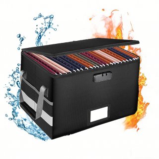 Olakula Fireproof File Box with Lock,Foldable、Handle、Reflective Strip,Portable Home Office Safe.