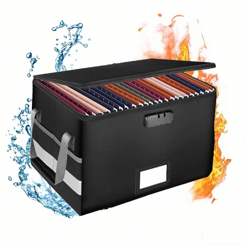 Olakula Fireproof File Box with Lock,Foldable、Handle、Reflective Strip,Portable Home Office Safe.