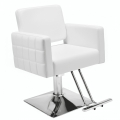Olakula Barber Chair with Quilted Grid Armrests - 360° Rotating, Height Adjustable Salon Chair.(White)
