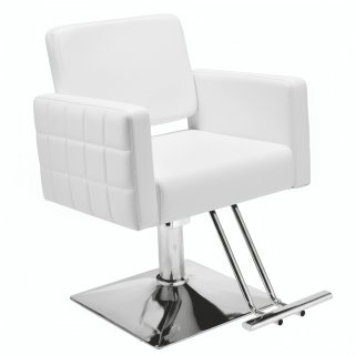 Olakula Barber Chair with Quilted Grid Armrests - 360° Rotating, Height Adjustable Salon Chair.(White)