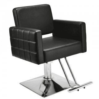 Olakula Barber Chair with Quilted Grid Armrests - 360° Rotating, Height Adjustable Salon Chair（Black）