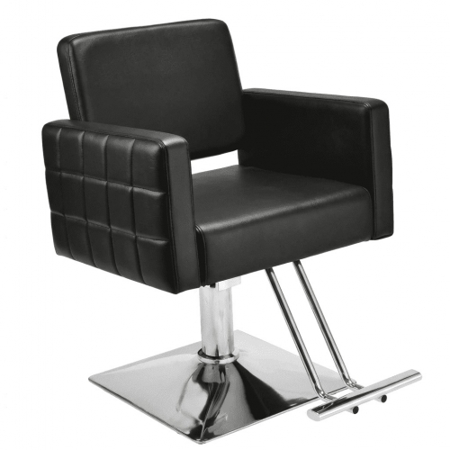Olakula Barber Chair with Quilted Grid Armrests - 360° Rotating, Height Adjustable Salon Chair（Black）