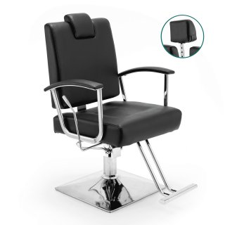Hairstylist Reclining Salon Chair - Adjustable Backrest, Adjustable Headrest, Easy-to-Clean Professional Comfort Chair（Black）