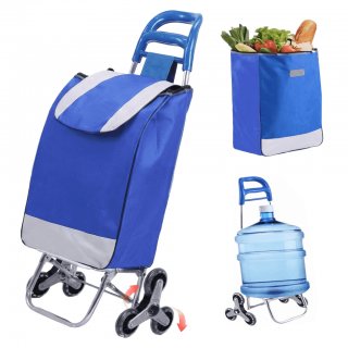 Olakula Shopping Cart with Wheels-Stair Climbing,Comes with a Removable Waterproof Bag.(Blue)