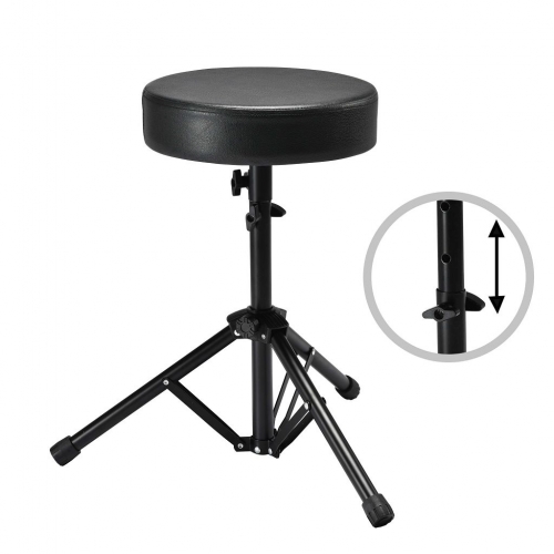 Olakula Drum Stool,Height-Adjustable,Padded, with Non-Slip Feet.(Black）