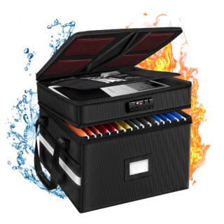 Olakula Fireproof File Box with Lock, Double Foldable with Reflective Strip for Letter/Legal Folders