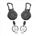 Olakula 2 Pack Black Heavy Duty Badge Reel,Retractable Keychain with Thick Elastic Steel Wire Anti-Lost.