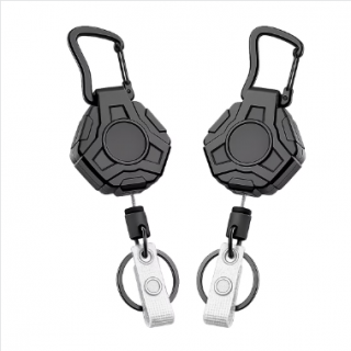 Olakula 2 Pack Black Heavy Duty Badge Reel,Retractable Keychain with Thick Elastic Steel Wire Anti-Lost.