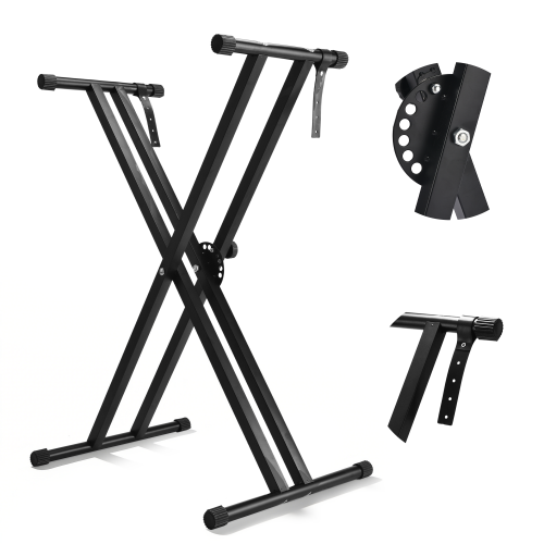 Olakula Heavy-Duty Dual X Keyboard Stand - 7-Step Height, for 57/61/88 Key Piano, DJ, Stage & Studio Use