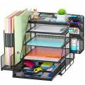 Olakula 5-Tier Desktop Organizer with a Pen Holder,Mesh Document Pockets,And Sliding Drawers,Perfect for Offices,Schools.